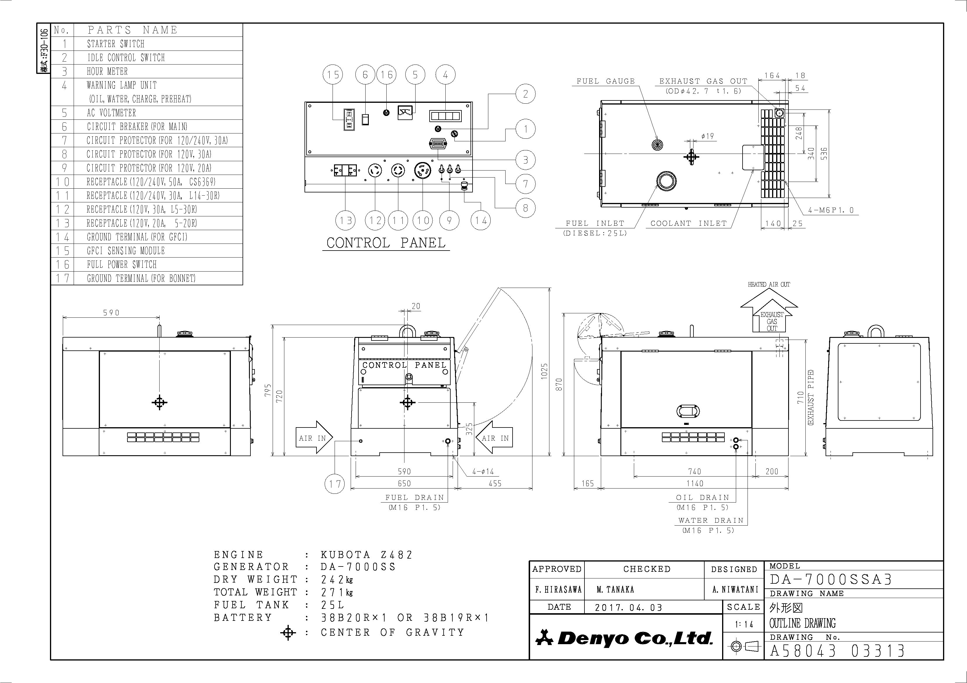 DA7000SSA3 Generator Outline