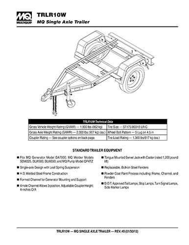 TRLR10W Trailer Data Sheet