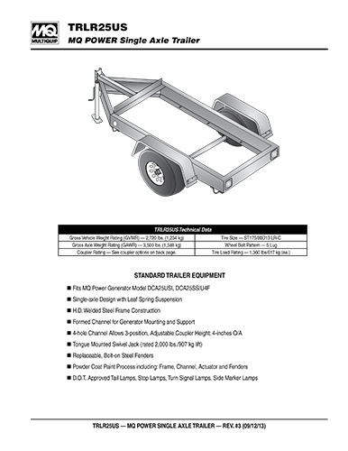 TRLR25US Trailer Data Sheet