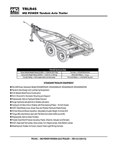 TRLR75XF2 Trailer Data Sheet