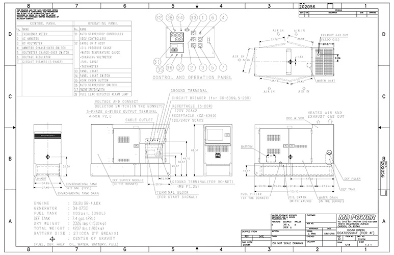 DCA70SSIU4F Generator Outline