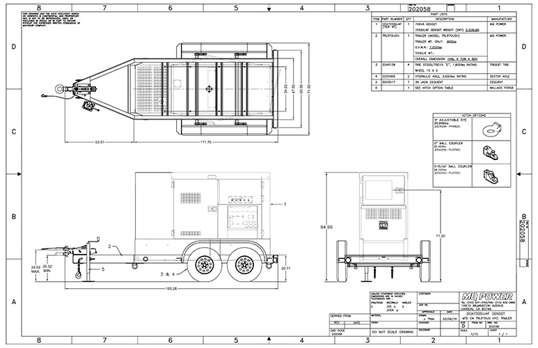 DCA70SSIU4F Generator Mounted on TRLR70US Trailer