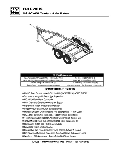 TRLR75XF2 Trailer Data Sheet