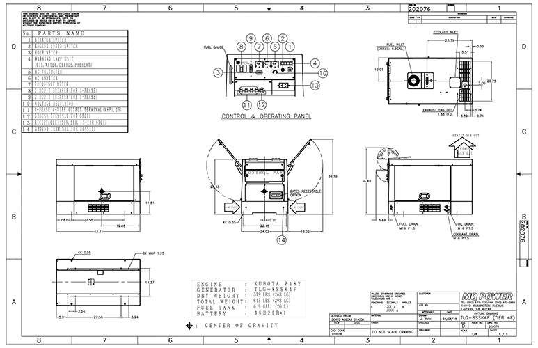 TLG8SSK4F Generator Outline